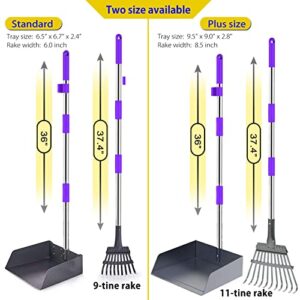 Pooper Scooper for Large & Small Dogs - Rust Proof Stainleass Metal Dog Pooper Scooper - Strong & Sturdy Rake & Scooper with 37.4" No Bending Long Handle Great for Yard or Outdoor (Standard)