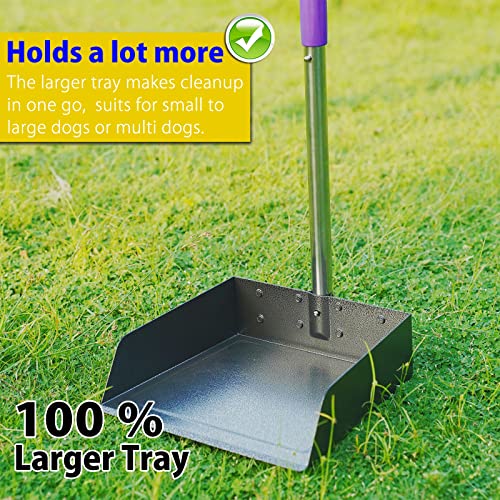 Pooper Scooper for Large & Small Dogs - Rust Proof Stainleass Metal Dog Pooper Scooper - Strong & Sturdy Rake & Scooper with 37.4" No Bending Long Handle Great for Yard or Outdoor (Standard)