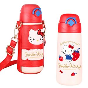 hello kitty stainless steel insulated water bottle with bag white 500ml
