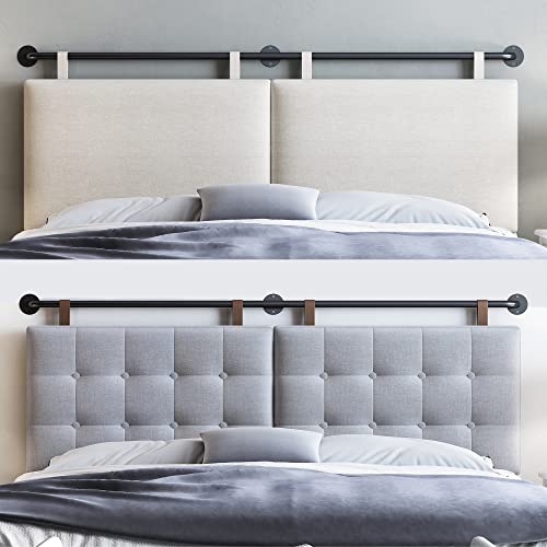 HouseMila Headboard for King Size Bed, Wall Mounted Headboard with Fine Linen Upholstery and Button Tufting, Adjustable Heigh Headboard for Bedroom (Grey, King)