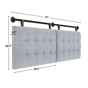 HouseMila Headboard for King Size Bed, Wall Mounted Headboard with Fine Linen Upholstery and Button Tufting, Adjustable Heigh Headboard for Bedroom (Grey, King)