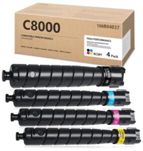 dophen c8000 toner 4 pack 106r04037 106r04034 106r04035 106r04036 toner cartridge set replacement for xerox versalink c8000 printer (bk/c/m/y)