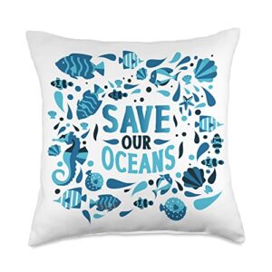 scuba diver gifts ocean protection save our oceans scuba diving throw pillow, 18x18, multicolor