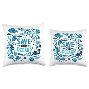 Scuba Diver Gifts Ocean Protection Save Our Oceans Scuba Diving Throw Pillow, 18x18, Multicolor