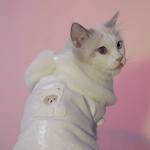 Cat Winter Coat, Pet Cold Weather Clothes with Fur Collar for Small Puppy Dog Clothes Cat Puppy Kitten Clothes M