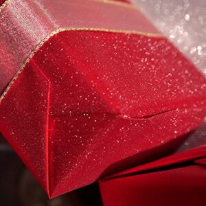 Blavermant Wrapping Paper Red Glitter Mini Roll - 17" x 50 ft - Solid Color Paper Perfect for Wedding, Birthday, Christmas, Baby Shower