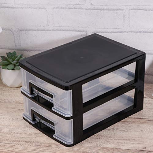 DECHOUS Plastic Storage Drawers, 2 Drawer Storage Small Plastic Drawers Plastic Storage Bins with Drawers Storage Organizer Plastic Drawers for Document Cosmetic Miscellaneous Storage Cabinet