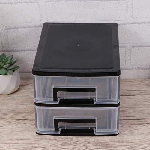 DECHOUS Plastic Storage Drawers, 2 Drawer Storage Small Plastic Drawers Plastic Storage Bins with Drawers Storage Organizer Plastic Drawers for Document Cosmetic Miscellaneous Storage Cabinet