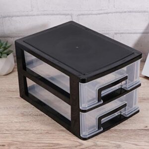 DECHOUS Plastic Storage Drawers, 2 Drawer Storage Small Plastic Drawers Plastic Storage Bins with Drawers Storage Organizer Plastic Drawers for Document Cosmetic Miscellaneous Storage Cabinet