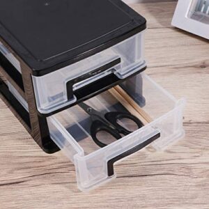 DECHOUS Plastic Storage Drawers, 2 Drawer Storage Small Plastic Drawers Plastic Storage Bins with Drawers Storage Organizer Plastic Drawers for Document Cosmetic Miscellaneous Storage Cabinet