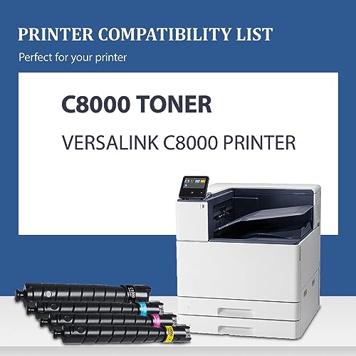 DOPHEN High Yield C8000 Toner 4 Pack 106R04049 106R04046 106R04047 106R04048 Toner Cartridge Set Replacement for Xerox Versalink C8000 Printer (BK/C/M/Y)