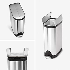 simplehuman 18 Liter/4.8 Gallon Butterfly Lid Kitchen Step Trash Can, Brushed Stainless Steel & Code V Custom Fit Drawstring Trash Bags in Dispenser Packs, 16-18 Liter/4.2-4.8 Gallon, Clear –60 Liners