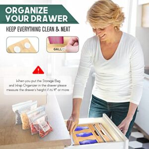 TRENDYYA 6in1 Ziplock Bag Organizer for Drawer and Wall, Baggie Organizer for Drawer & Foil and Plastic Wrap Organizer For Gallon,Quart,Snack,Sandwich Bag & Wrap Rolls of 12.5"