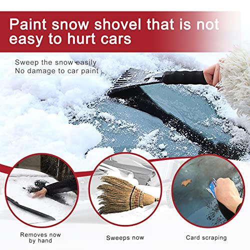 Miytsya Pack-2 Ice Scraper, Snow Scrapers for Car Windshield,Car Window Frost Removal Brush Tool with Foam Handle Trucks-Scratch Free, Universal Size for SUVs, Crars Black and Red