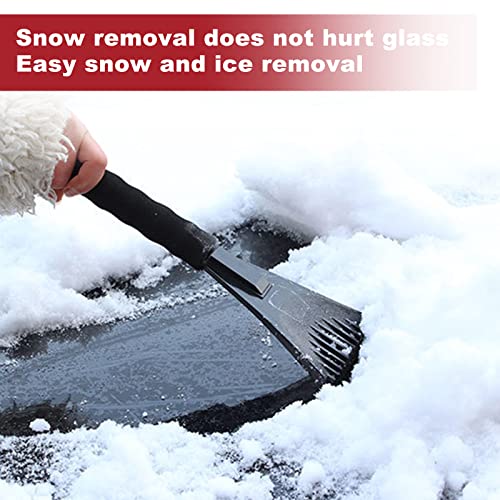 Miytsya Pack-2 Ice Scraper, Snow Scrapers for Car Windshield,Car Window Frost Removal Brush Tool with Foam Handle Trucks-Scratch Free, Universal Size for SUVs, Crars Black and Red