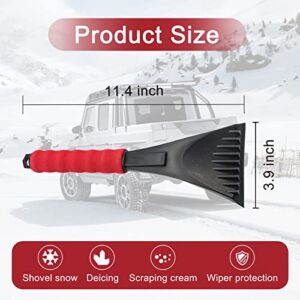 Miytsya Pack-2 Ice Scraper, Snow Scrapers for Car Windshield,Car Window Frost Removal Brush Tool with Foam Handle Trucks-Scratch Free, Universal Size for SUVs, Crars Black and Red