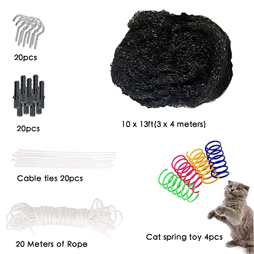 Cat Balcony Net Cat Netting Balcony Rail Net Cat PET Balcony Anti Fall Netting Cat Fence Nets Transparent Nylon Pet Mesh Fence Anti Fall Netting for Balcony Window Stairs (10 * 13ft, Black)