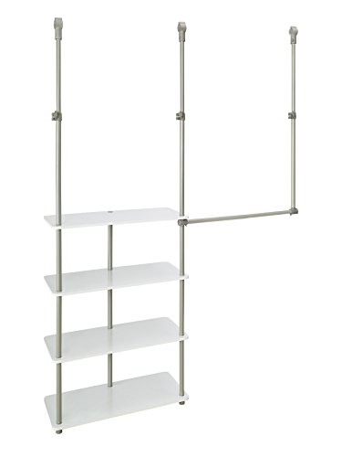 ClosetMaid 55300 Closet Maximizer with (4) Shelves & Double Hang Rod, Tool Free Add On Unit, White Finish & 6222 Hanging Basket for Wire Shelving , White