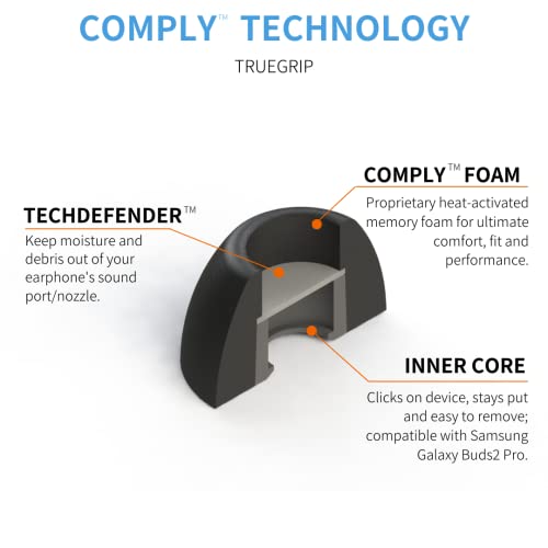 Comply Foam Ear Tips Designed for Samsung Galaxy Buds2 Pro | Ultimate Comfort | Unshakeable Fit | Assorted, 3 Pair, Black