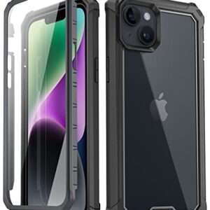 Poetic Guardian Case Compatible with iPhone 14 6.1 Inch, [20 FT Mil-Grade Drop Tested] Full-Body Hybrid Shockproof Protective Rugged Clear Cover Case with Built-in Screen Protector, Black/Clear