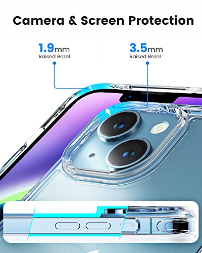 Mkeke for iPhone 14 Case & iPhone 13 Case Clear, [Anti Yellowing] Phone Case for iPhone 13 & 14 with Protective Bumper for Apple iPhone 14/iPhone 13 6.1''[Military Grade Protection]