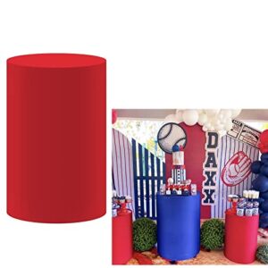 ittsmnt solid red round pedestal covers for birthday party red plinth cover fabric round cylinder cover for baby shower wedding baptism communion event props dia36 h75