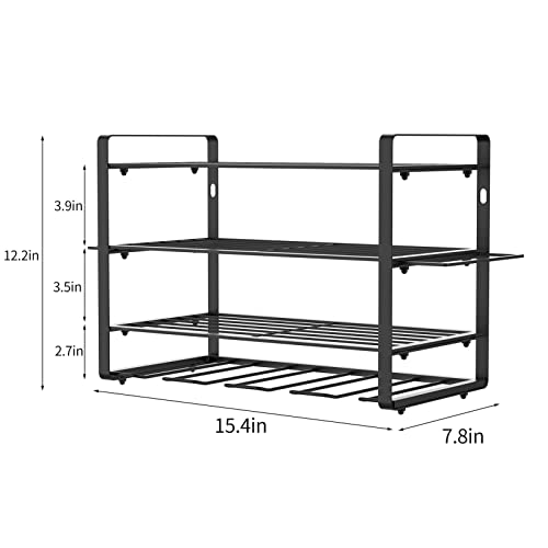 Arcwares Power Tool Organizer Wall Mount 4 Layer, 4 Drill Holder, Heavy Duty Garage Tool Organizer and Storage, Power Tool Storage Rack with Screwdriver Holder Plier Holder Hammer Holder