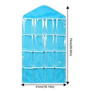 Hanging Storage Bag for Closets, Portable 16 Pockets Home Hanging Organizer for Socks/Bras/Underwear, Behind The Door Hanging Organizer Storage Closet Hanging Bag Shoe Rack (Blue)