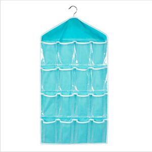 Hanging Storage Bag for Closets, Portable 16 Pockets Home Hanging Organizer for Socks/Bras/Underwear, Behind The Door Hanging Organizer Storage Closet Hanging Bag Shoe Rack (Blue)