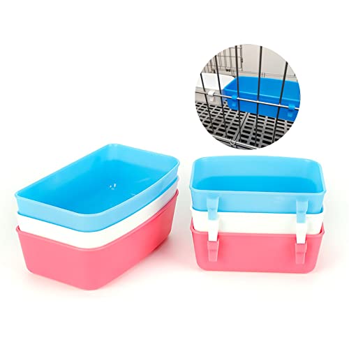 AMZSYLV Rabbit Feeder Waterer Chicken Guinea Pig Cage Bowl Food Water Hanging Watering Container Feeding Dish Coop Cup Treats Drinker for Pigeon Dove Puppy Cat Bird Bath Basin Hamster Bed (Pack of 3)