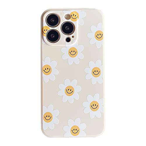 White Sunflower Cute Flower Phone Case for Apple iPhone 14 Pro Max Smooth Silicone Soft Cover for iPhone 14ProMax - 6.7 inch