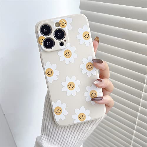 White Sunflower Cute Flower Phone Case for Apple iPhone 14 Pro Max Smooth Silicone Soft Cover for iPhone 14ProMax - 6.7 inch