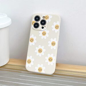 White Sunflower Cute Flower Phone Case for Apple iPhone 14 Pro Max Smooth Silicone Soft Cover for iPhone 14ProMax - 6.7 inch