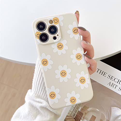 White Sunflower Cute Flower Phone Case for Apple iPhone 14 Pro Max Smooth Silicone Soft Cover for iPhone 14ProMax - 6.7 inch