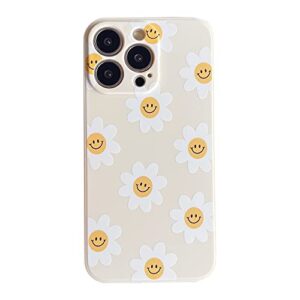 white sunflower cute flower phone case for apple iphone 14 pro 6.1" smooth silicone soft cover for iphone 14pro - 6.1 inch
