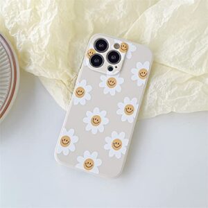 White Sunflower Cute Flower Phone Case for Apple iPhone 14 Pro 6.1" Smooth Silicone Soft Cover for iPhone 14Pro - 6.1 inch