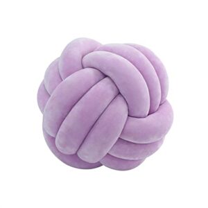 soft knot ball pillow, 7.8'' velvet round knotted pillow cushion home decorative, knot pillow for home sofa couch bedroom living room decor, light purple