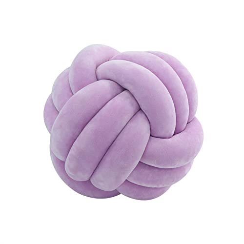 Soft Knot Ball Pillow, 7.8'' Velvet Round Knotted Pillow Cushion Home Decorative, Knot Pillow for Home Sofa Couch Bedroom Living Room Decor, Light Purple