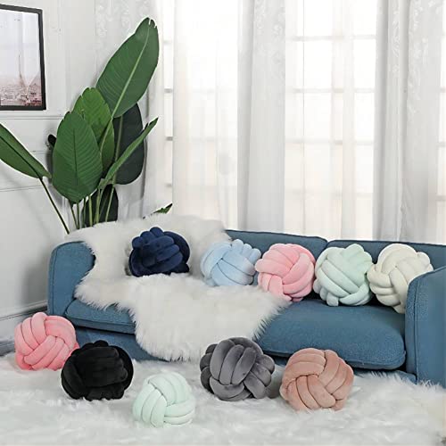 Soft Knot Ball Pillow, 7.8'' Velvet Round Knotted Pillow Cushion Home Decorative, Knot Pillow for Home Sofa Couch Bedroom Living Room Decor, Light Purple