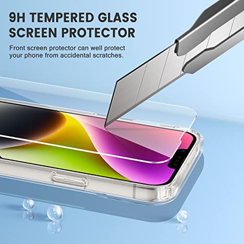 Maxdara [3 in 1 for iPhone 14 Clear Case, iPhone 14 Case with Tempered Glass Screen Protector and Camera Lens Protector Drop Protection Case for iPhone 14 6.1 Inch(Clear+Clear)