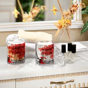 MCHIVER Valentine's Day Lovers Paris Bathroom Canisters Organizer 2 Pack Clear Plastic Jars with Lids 10 Oz Vanity Organizer for Cotton Swab Round Pads Ball Floss