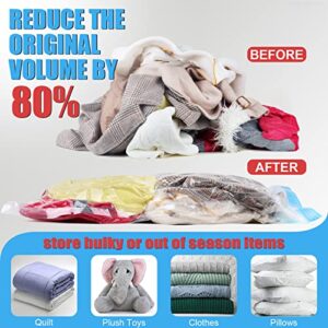 Vacuum Storage Bags Space Saver Bags Compression Storage Bags 10 Pack (2 Jumbo 2 Large 2 Medium 2 Small 2 Roll) for Comforters Blankets Vacuum Sealer Bags for Clothing Storage Travel Hand Pump Included