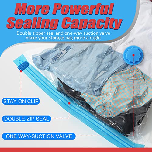 Vacuum Storage Bags Space Saver Bags Compression Storage Bags 10 Pack (2 Jumbo 2 Large 2 Medium 2 Small 2 Roll) for Comforters Blankets Vacuum Sealer Bags for Clothing Storage Travel Hand Pump Included
