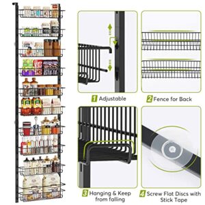 1Easylife Over the Door Pantry Organizer, 10-Tier Adjustable Baskets Pantry Organization, Metal Door Shelf with Detachable Frame, Space Saving Hanging Spice Rack for Kitchen Pantry Bathroom Door