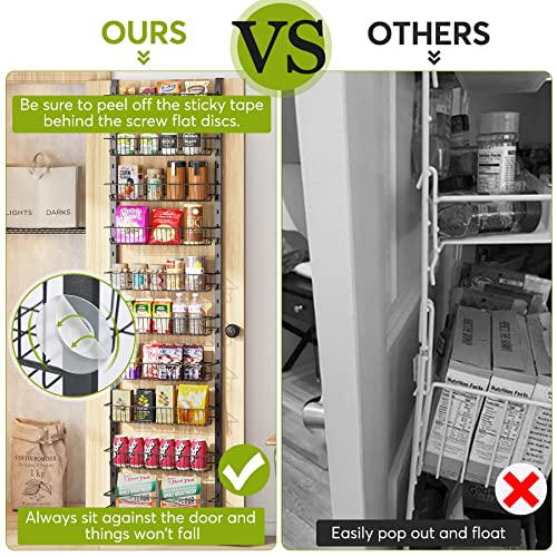 1Easylife Over the Door Pantry Organizer, 10-Tier Adjustable Baskets Pantry Organization, Metal Door Shelf with Detachable Frame, Space Saving Hanging Spice Rack for Kitchen Pantry Bathroom Door