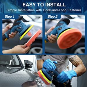 Saker Cordless Buffing Bonnet Pad - 6 Inch 10PCS Polishing Kit for Car Detailing, incl. Sponge for Waxers and Polisher