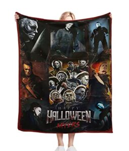 qooemi halloween horror movie characters blanket flannel blanket, lightweight soft cozy bed throw blanket perfect for christmas sofa bed upholstery 50"x40"