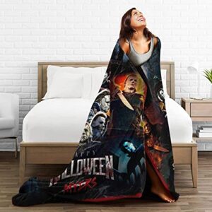 Qooemi Halloween Horror Movie Characters Blanket Flannel Blanket, Lightweight Soft Cozy Bed Throw Blanket Perfect for Christmas Sofa Bed Upholstery 50"X40"