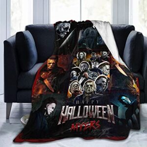 Qooemi Halloween Horror Movie Characters Blanket Flannel Blanket, Lightweight Soft Cozy Bed Throw Blanket Perfect for Christmas Sofa Bed Upholstery 50"X40"