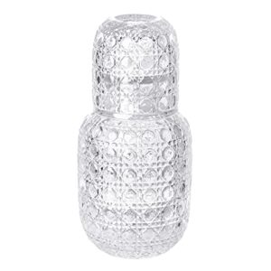 sizikato 15 oz gemstone surface glass bedside night water carafe with tumbler glass.